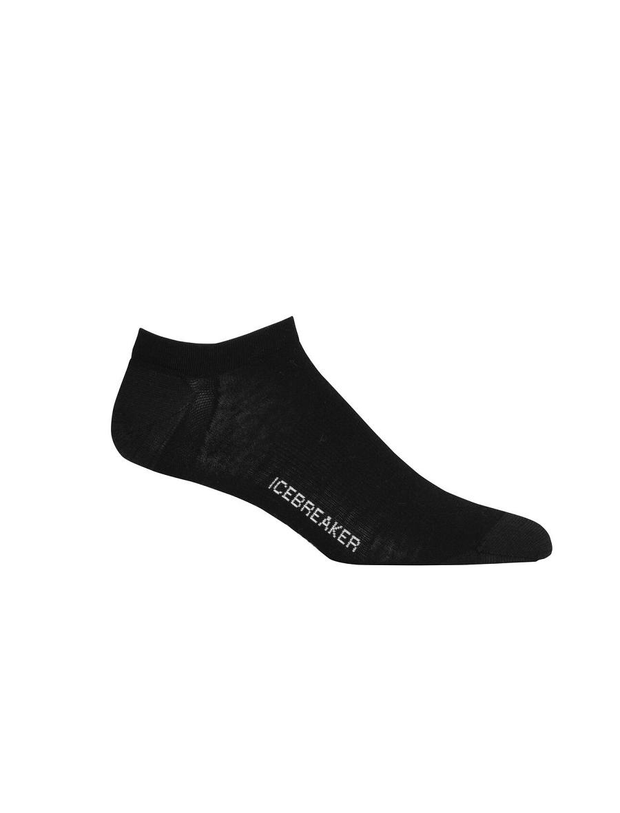 Men's Icebreaker Merino Lifestyle Fine Gauge No Show Socks Black / Snow | CA 1902QMAZ